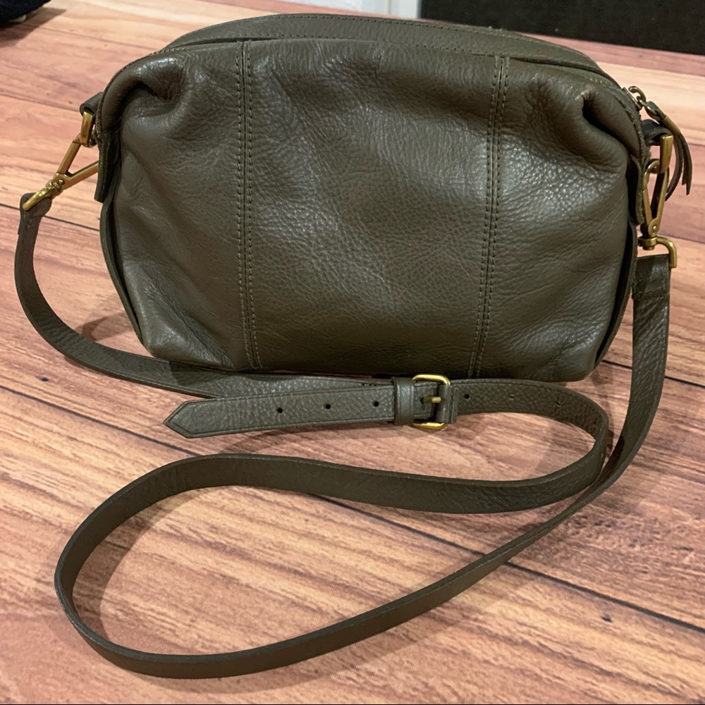 Madewell mini glasgow crossbody bag olive green brass hardware